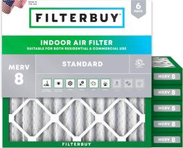Filterbuy - 13.25x13.25x2 MERV 8 Dust & Allergy Defense, Electrostatic Pleated HVAC AC Furnace Air Filters Replacement (6-Pack) - Silver