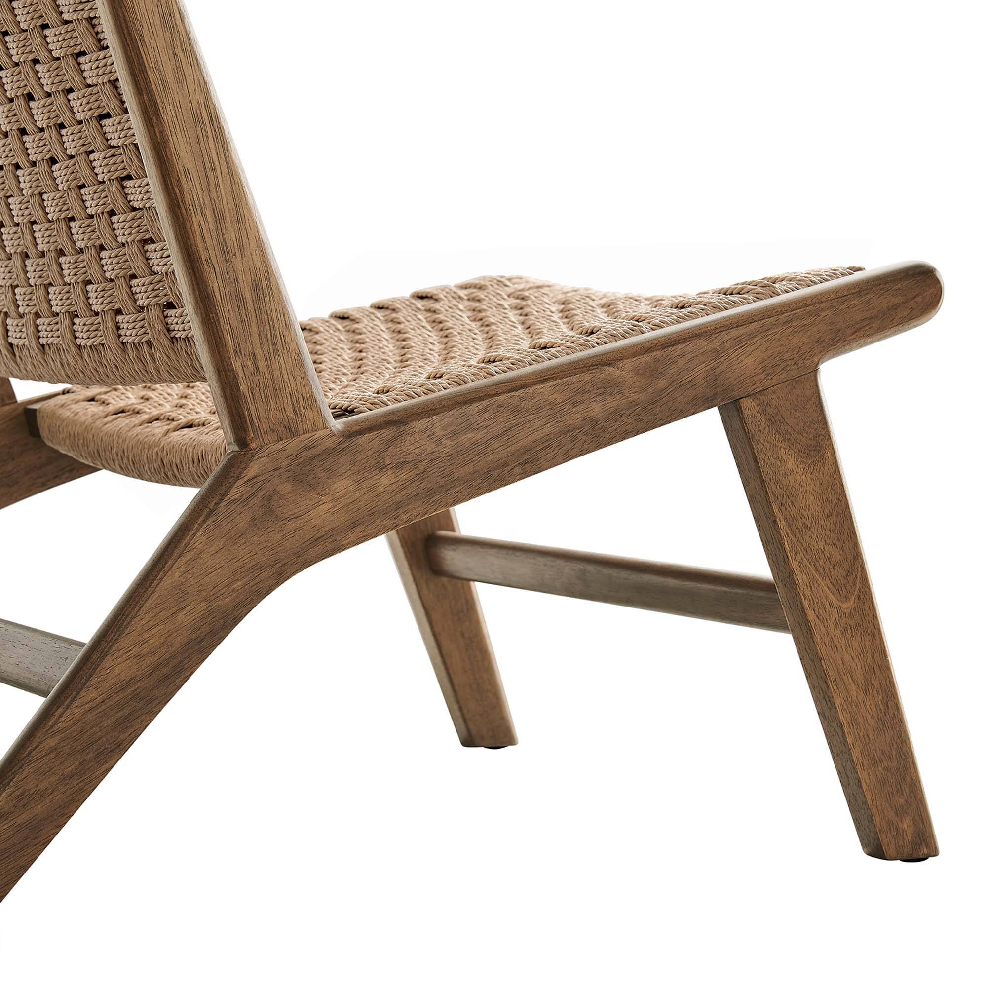 Alt View 5. Modway - Saoirse Woven Rope Wood Accent Lounge Chair by Modway - Walnut Natural.