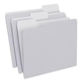 Universal - Top Tab File Folders, 1/3-Cut Tabs: Assorted, Letter Size, 0.75" Expansion, Gray, 100/Box