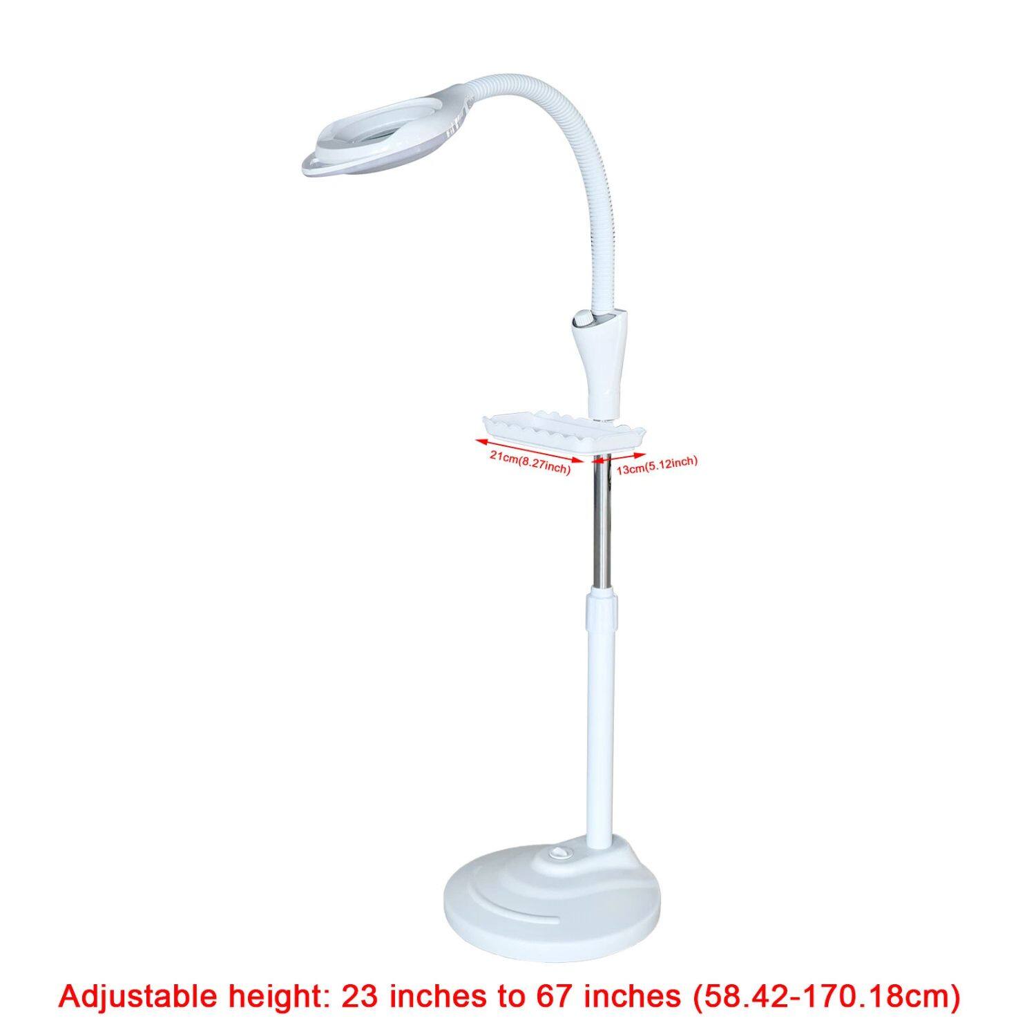 21cm (8.27 inch)  
13cm (5.12 inch)  

Adjustable height: 23 inches to 67 inches (58.42-170.18cm)