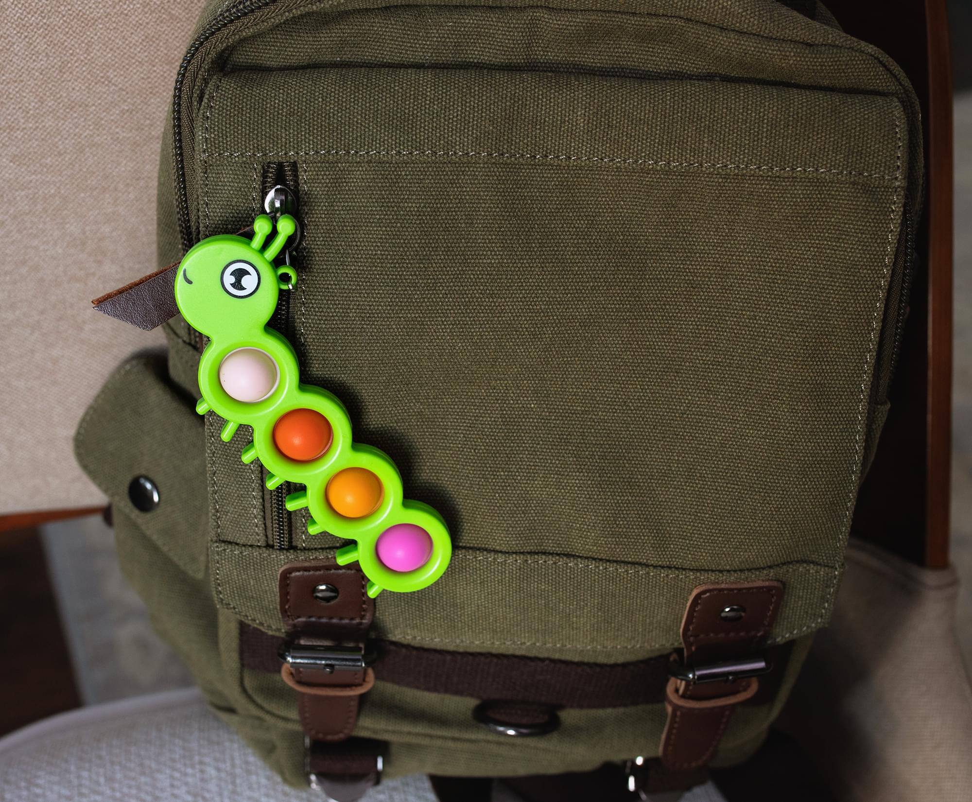 Alt View 3. Toynk - Pop Fidget Toy Green Caterpillar 4-Button Bubble Popping Game - Green.