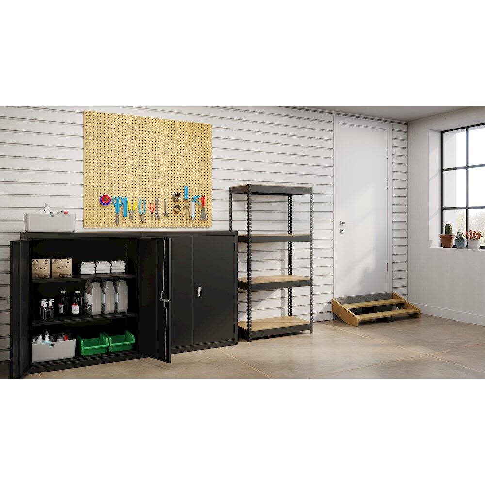 Alt View 2. Iron Horse - Iron Horse 3800 Riveted Steel Shelving, 4-Shelf, 16Dx30Wx60H, Black - Black.