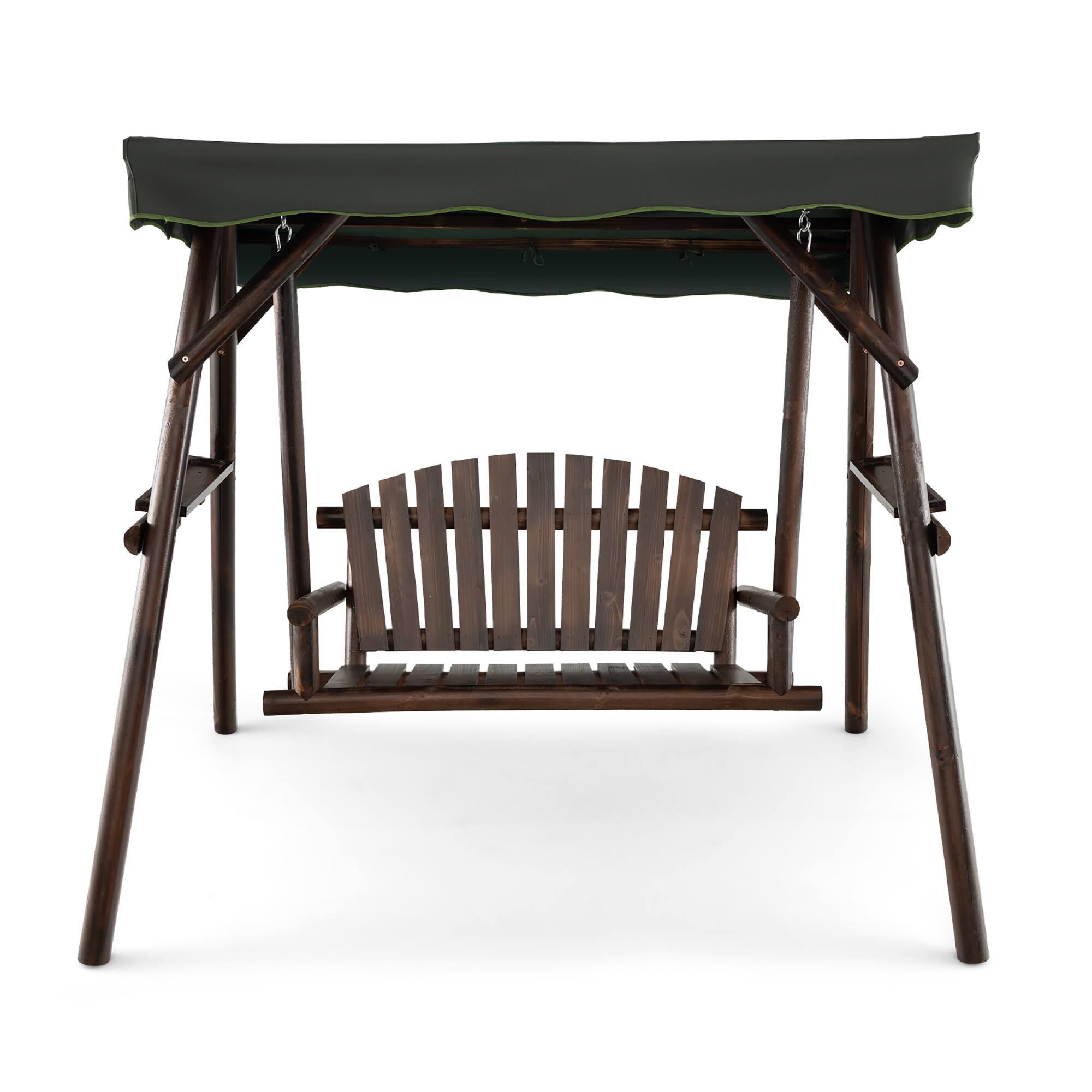 Alt View 9. Costway - Costway 2 Person Wooden Garden Swing Bench Chair w/ Adjustable Canopy for Garden Porch - Natural.