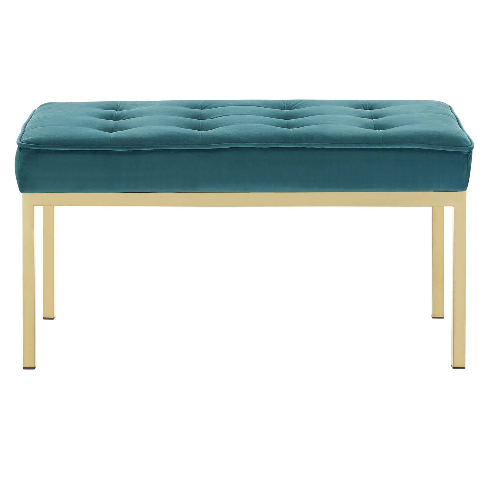 Alt View 1. Modway - Loft Gold Stainless Steel Leg Medium Performance Velvet Bench by Modway - Gold Teal.