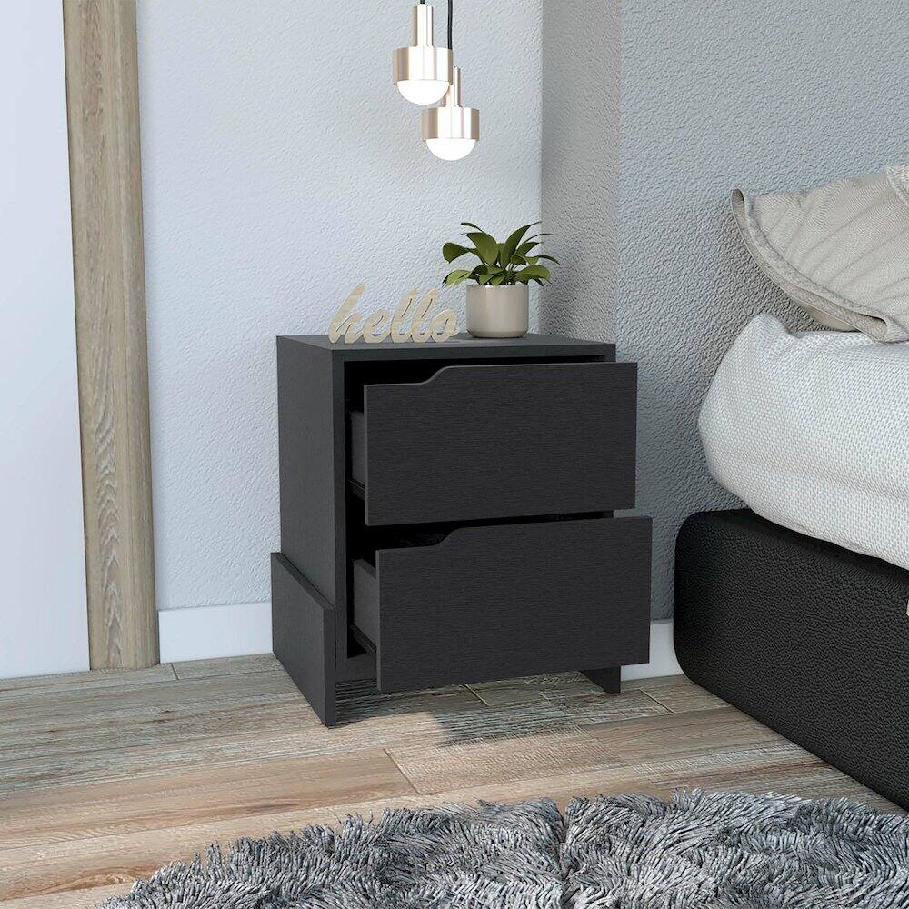 Alt View 4. TuHome - Luss Nightstand Black MDF - Black.