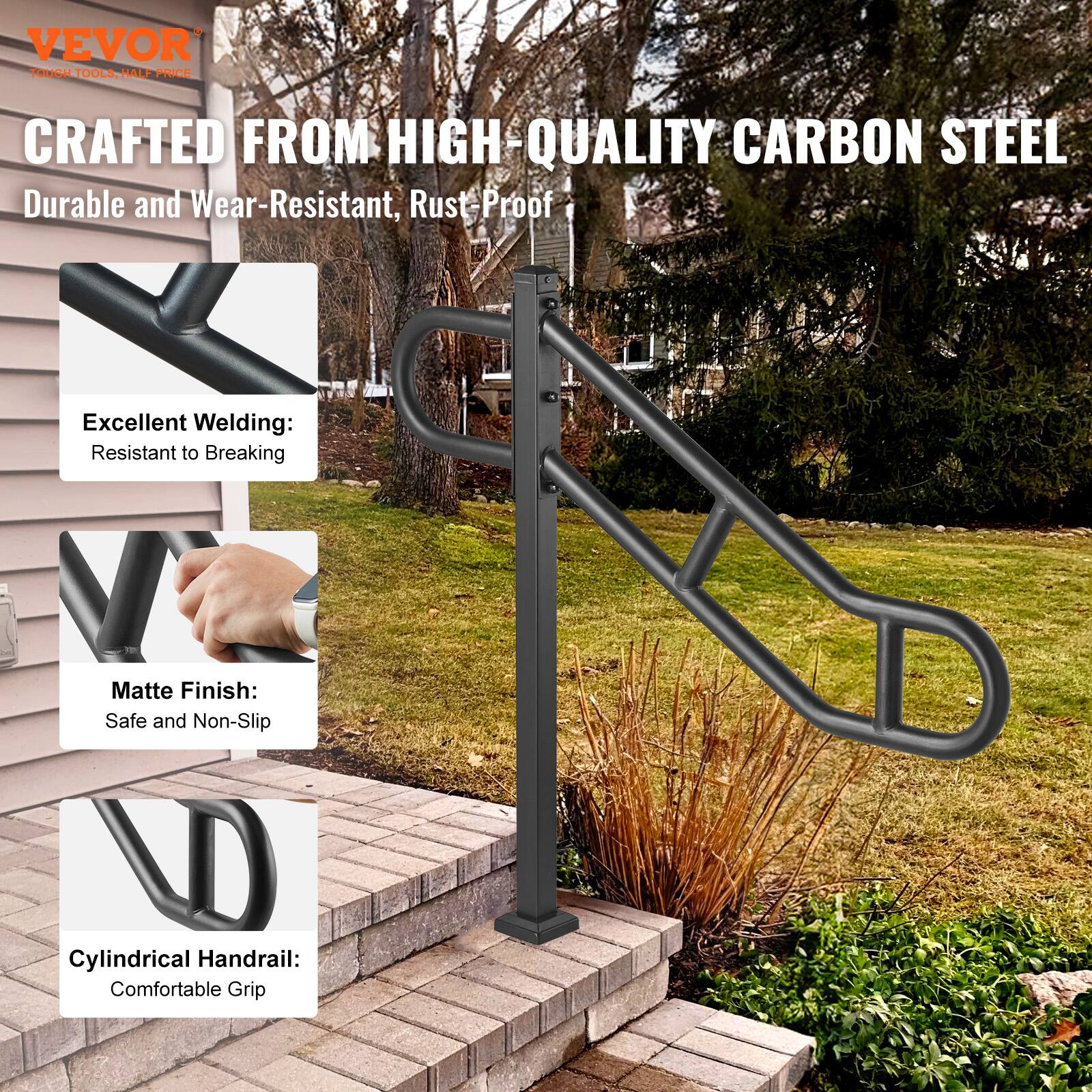 VEVOR TOUGH TOOLS, HALF PRICE

CRAFTED FROM HIGH-QUALITY CARBON STEEL

Durable and Wear-Resistant, Rust-Proof

Excellent Welding: Resistant to Breaking

Matte Finish: Safe and Non-Slip

Cylindrical Handrail: Comfortable Grip