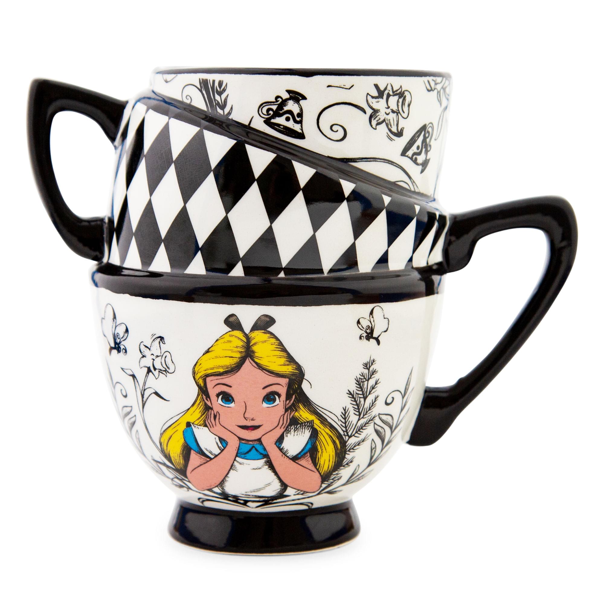 Alt View 10. Disney - Disney Alice in Wonderland Monochrome Stacked Teacups Sculpted Ceramic Mug - Black.