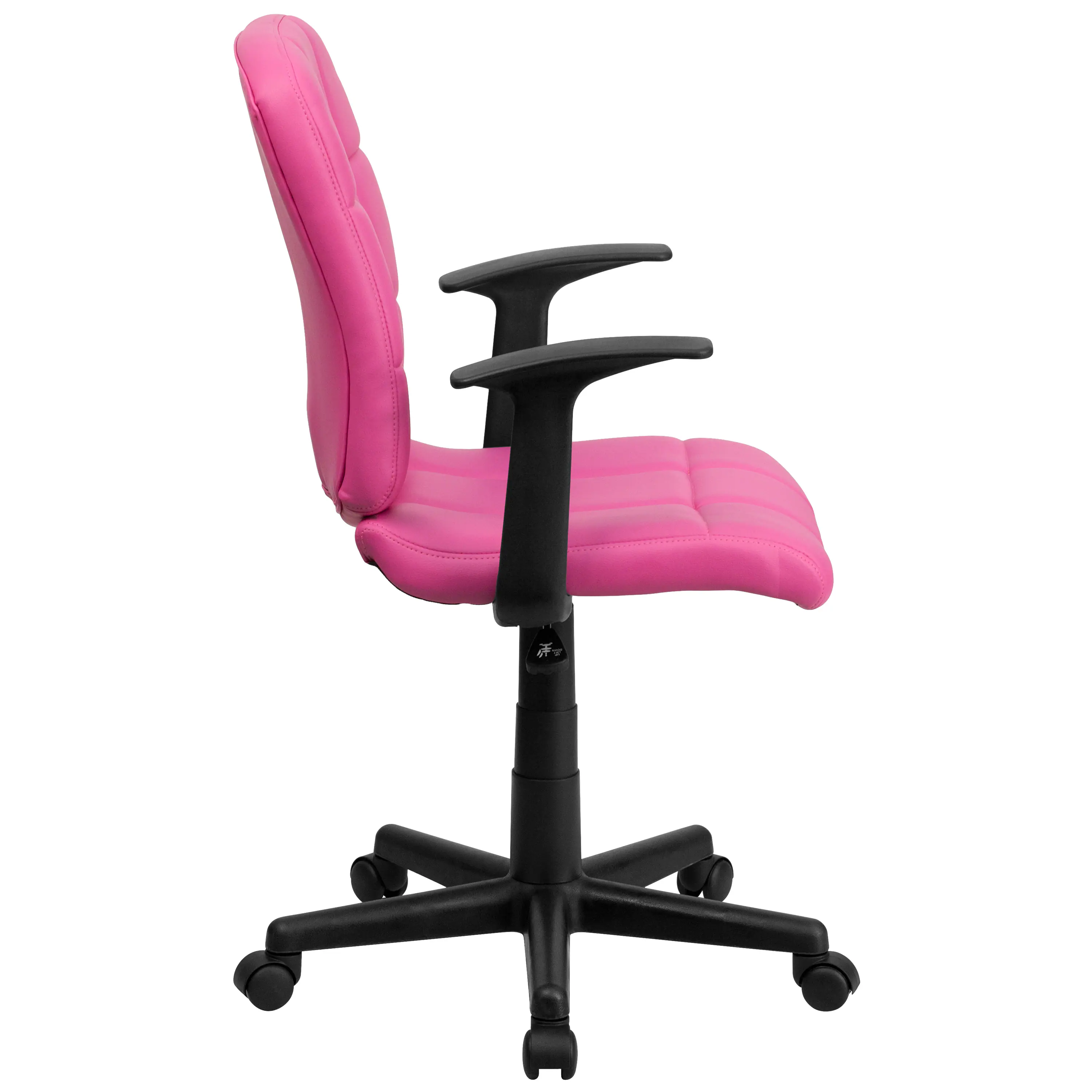 Alt View 6. Emma + Oliver - Mid-Back Quilted Vinyl Swivel Task Office Chair with Arms - Pink.