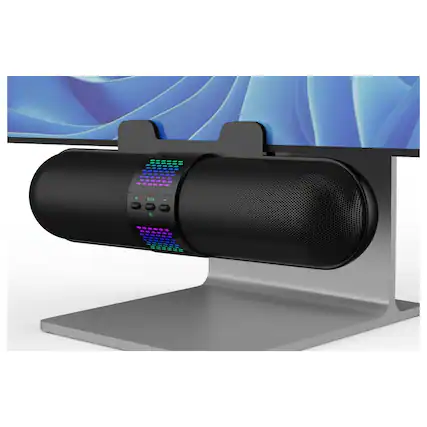 Front. Dazzed Corner - Computer Speaker, Bluetooth Wired USB Connection - Black.