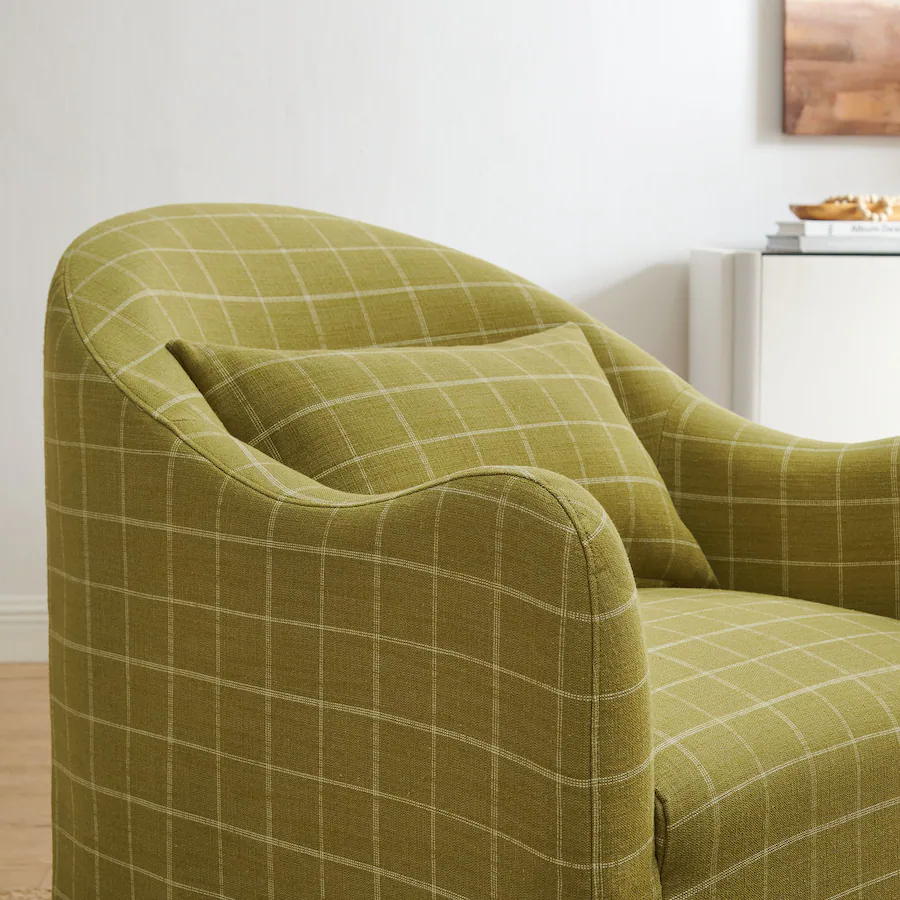Good Reception Form Bardot Linen Blend Accent Chair by Modway Artichoke Windowpane Check ...