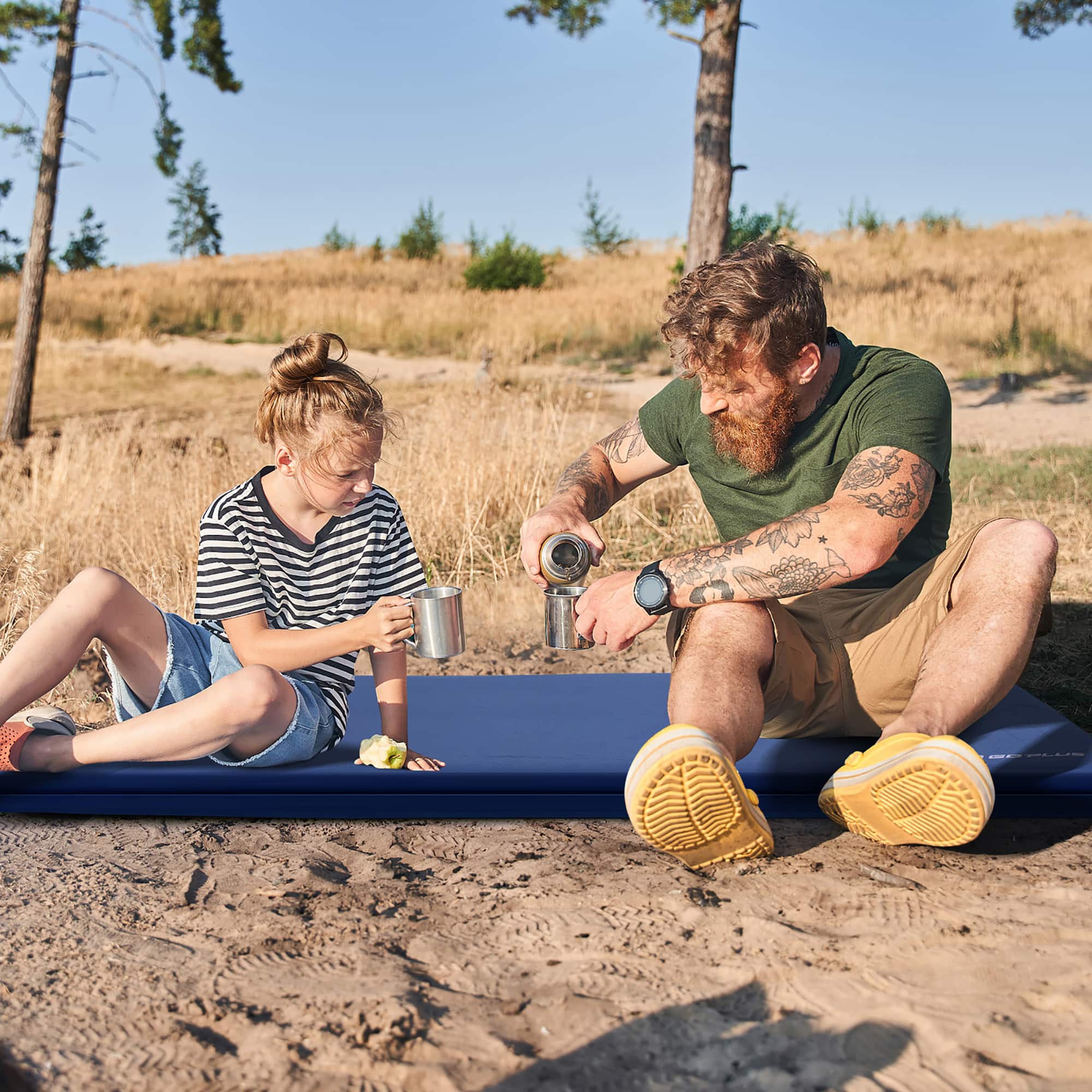 Angle. Costway - Portable & Lightweight Folding Foam Sleeping Cot for Camping - Blue.