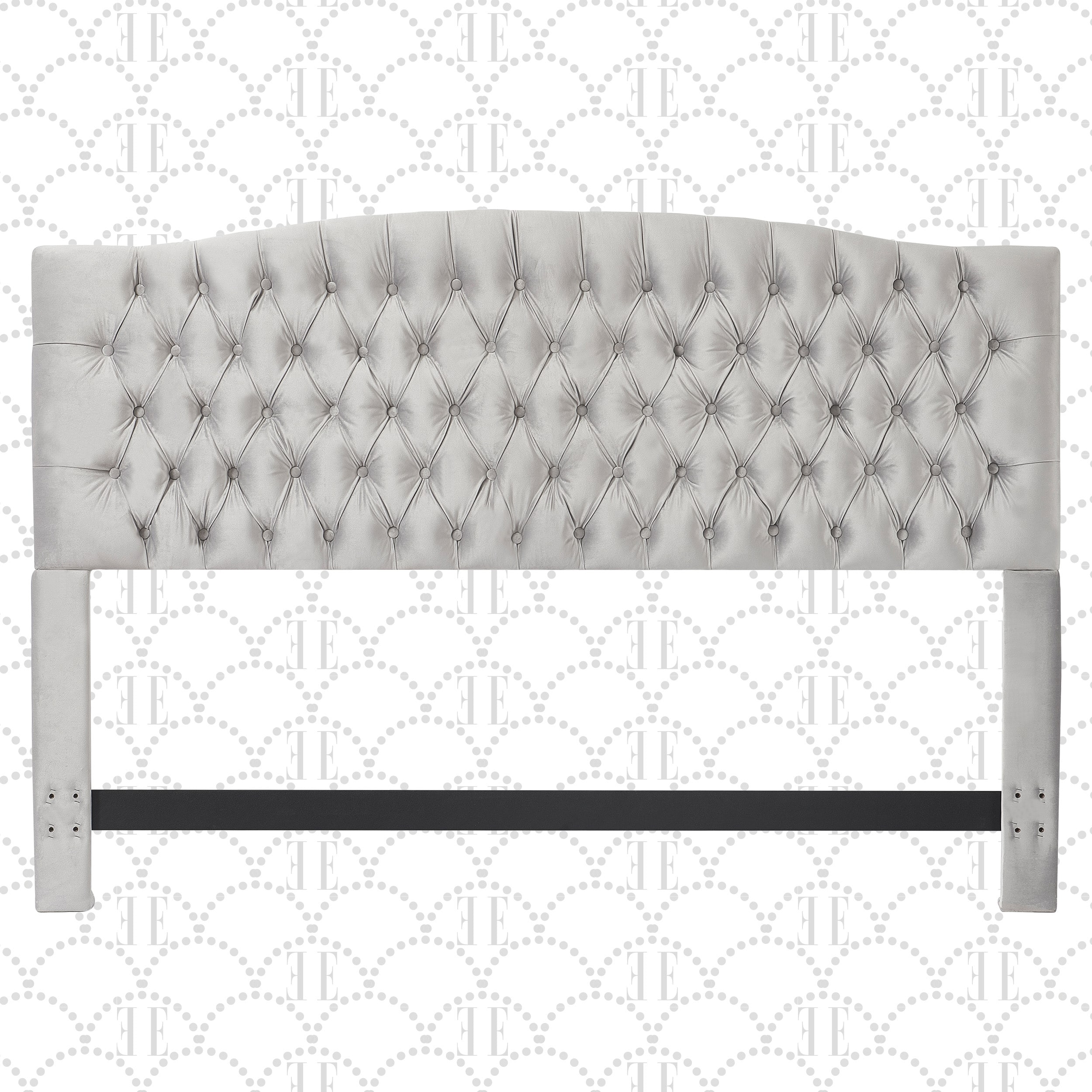 Elle Decor - Celeste King Size Headboard, Pearl Grey Velvet - Pearl Gray