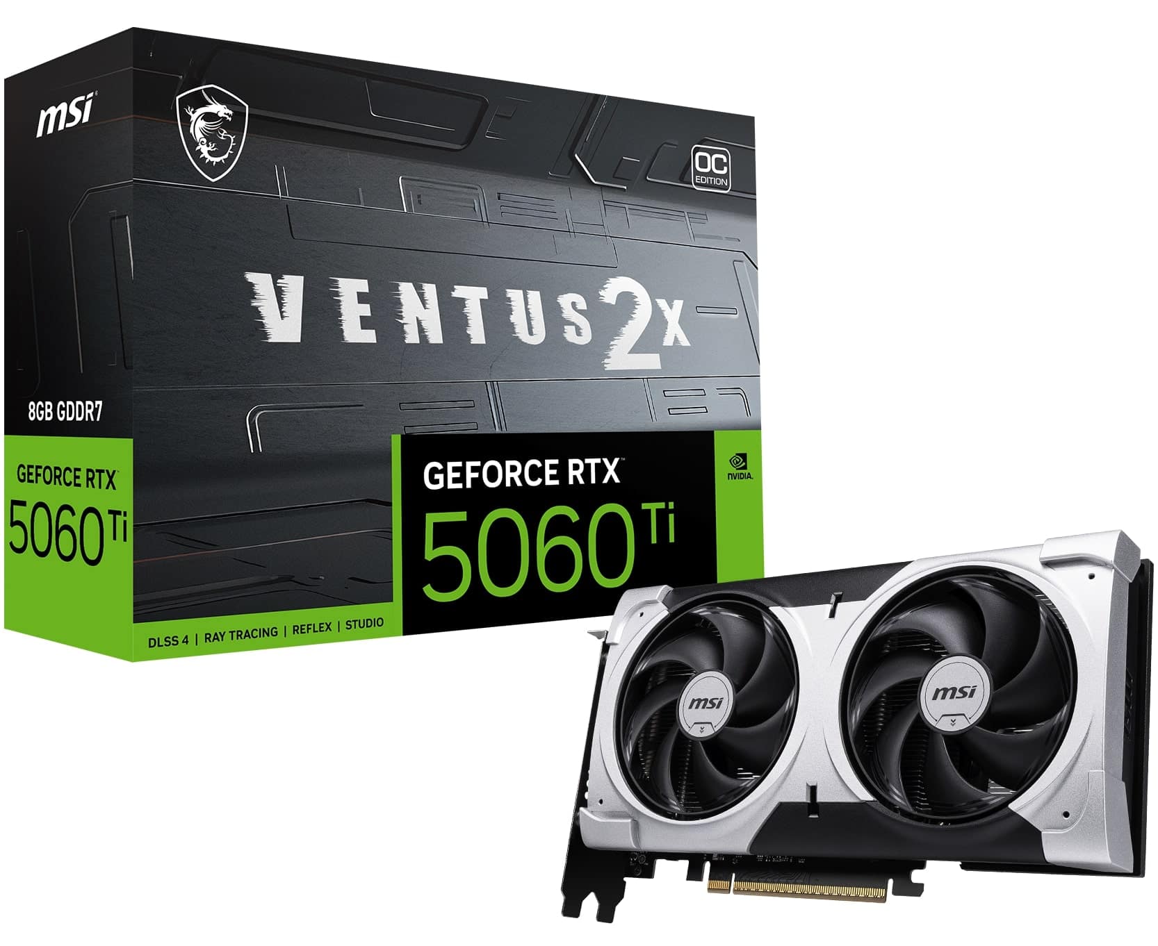 msi OC EDITION VENTUS2X 2x 8GB GDDR7 = GEFORCE RTX 5060 Ti DLSS 4 GEFORCE RTX Ti 5060 REFLEX | STUDIO RAY TRACING | I TVIDIA msi msi 1