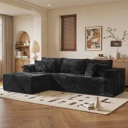 Ovios - 108" Plush Modular Sectional Sofa, L Shaped Couch with Chaise Lounge - Black(Left Facing)