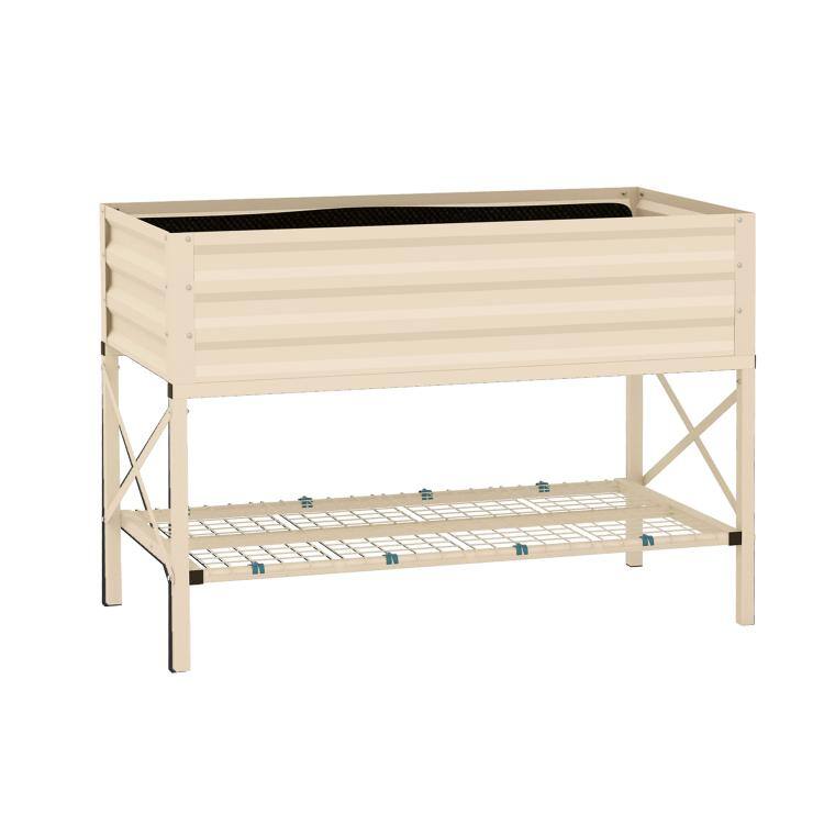 Alt View 10. PULUZ - Galvanized Raised Garden Bed, Metal Planter Box with Legs, Storage Shelf and Bed Liner, Plants NOT Included - Cream White.