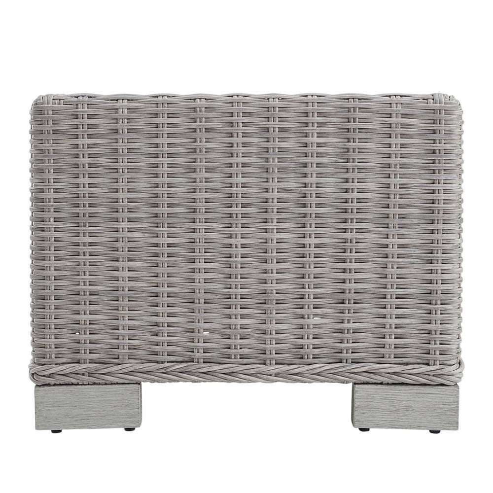 Back. Outdoor Escape - Outdoor Wicker Rattan Coffee Table, Weather-Resistant Finish For Patio Lounge - Gray.