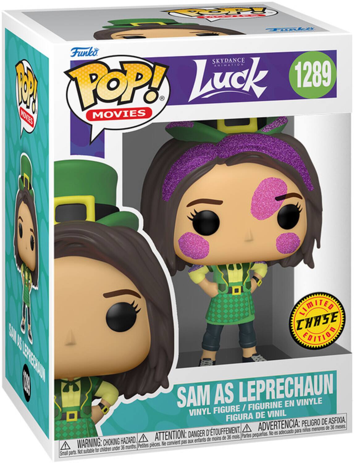 TOOP EE ALa Funko SKYDANCE ANIMATION 1 POP! Luck 1289 MOVIES LIMITED CHASE EDITION 1 SAM AS LEPRECHAUN VINYLE FIGURINE EN FIGURE / VINYL DE VINIL FIGURA DE ASFIXIA. ADVERTENCIA: PELIGRO DE EJERSION. ATTENTION: DANGER D'ETOUFFEMENT. WARNING: CHOKING HAZARD. Partes pequeas. No e adecuado para menores de 36 mois. Petites pices. Ne for children under 36 months. Small parts. Not sutable for children under 36 months.
