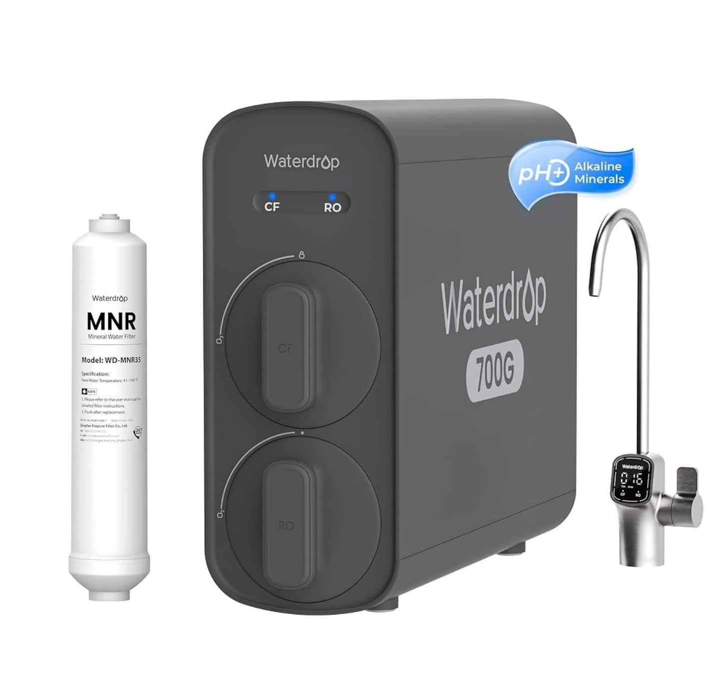 Waterdrop - G5P700A Alkaline Mineral pH+ Reverse Osmosis Water Filtration System, EXTRA MNR35 Filter - Black price history on PriceWatchPro