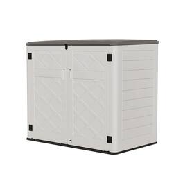 Mondawe - 356 Gallons Resin Double-Panel Lockable Waterproof Outdoor Storage Shed - White