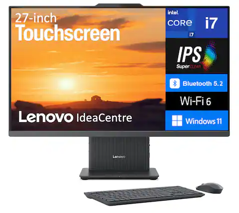 27-inch Touchscreen
Intel Core i7
IPS SuperClear
Bluetooth 5.2
Wi-Fi 6
Windows 11
Lenovo IdeaCentre
