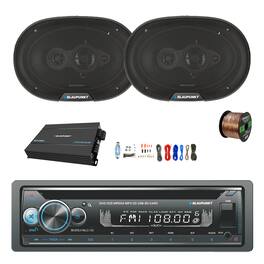 Blaupunkt - Beverly Hills 150 Single DIN Bluetooth DVD/CD Receiver, Amplifier w/Kit, 2x 6x9" 70W Car Speakers w/ Wire
