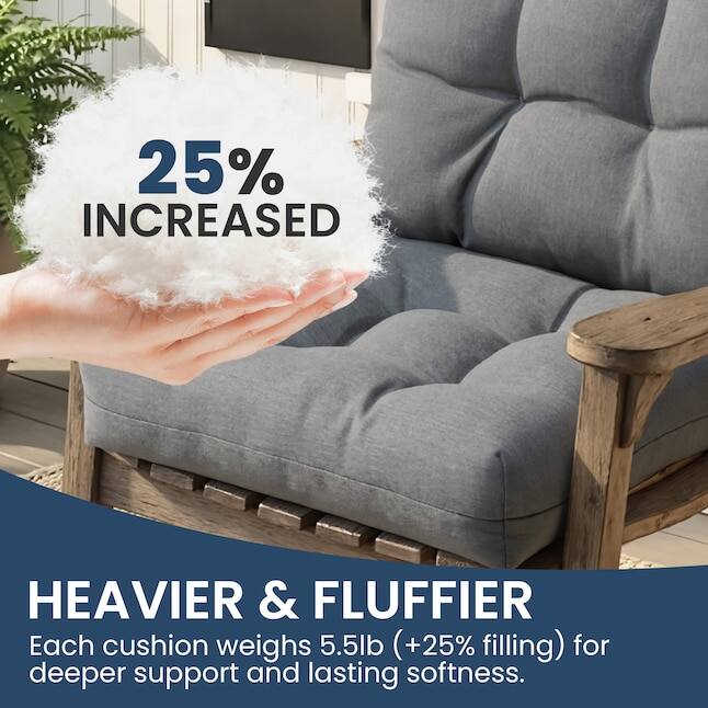 25% INCREASED HEAVIER & FLUFFIER  
Each cushion weighs 5.5lb (+25% filling) for deeper support and lasting softness.