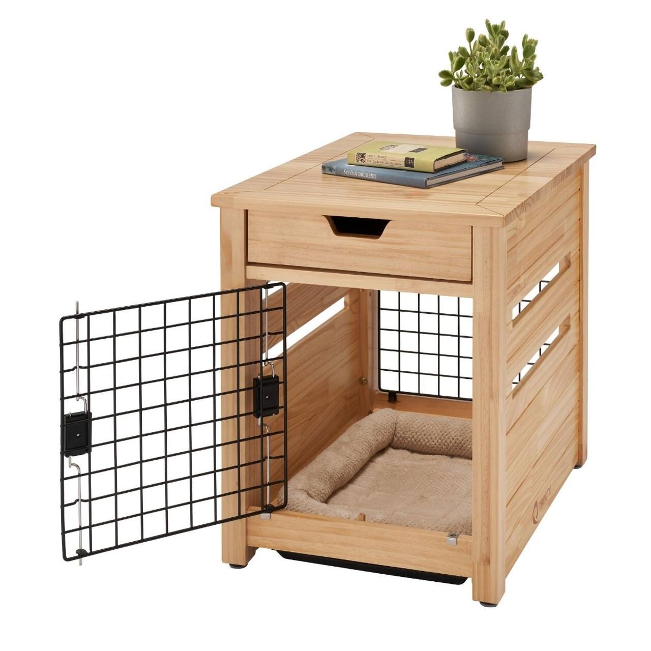Alt View 14. TRINITY - 18" Natural Pet Crate End Table w/ Drawer - Natural.