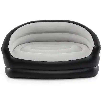 Front. Costway - Costway 1 PCS 2-Seater Inflatable Couch with Flocked Surface & Repair Patches for Pop Up, Camping - Gray + Black.