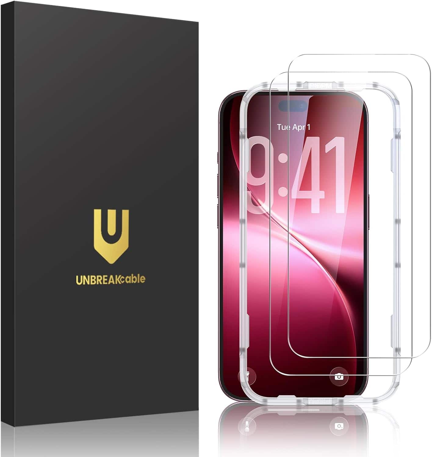 UNBREAKcable - 2-Pack Screen Protector Tempered Glass for iPhone 18 Pro Max - Clear