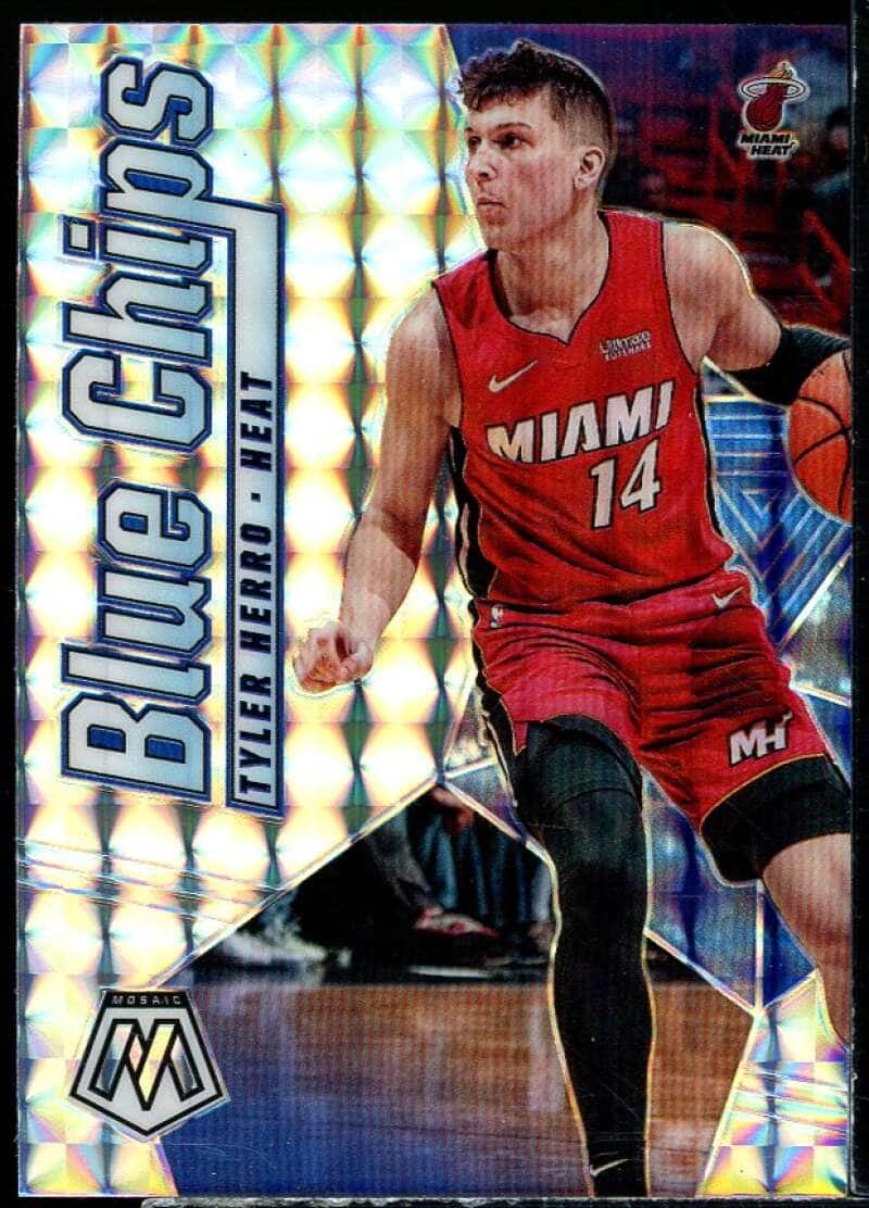 Tyler Herro Rookie Card 2020-21 Panini Mosaic Blue Chips Blue Prizm #3