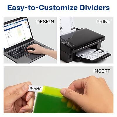 Easy-to-Customize Dividers

DESIGN  
PRINT  
INSERT  
FINANCE