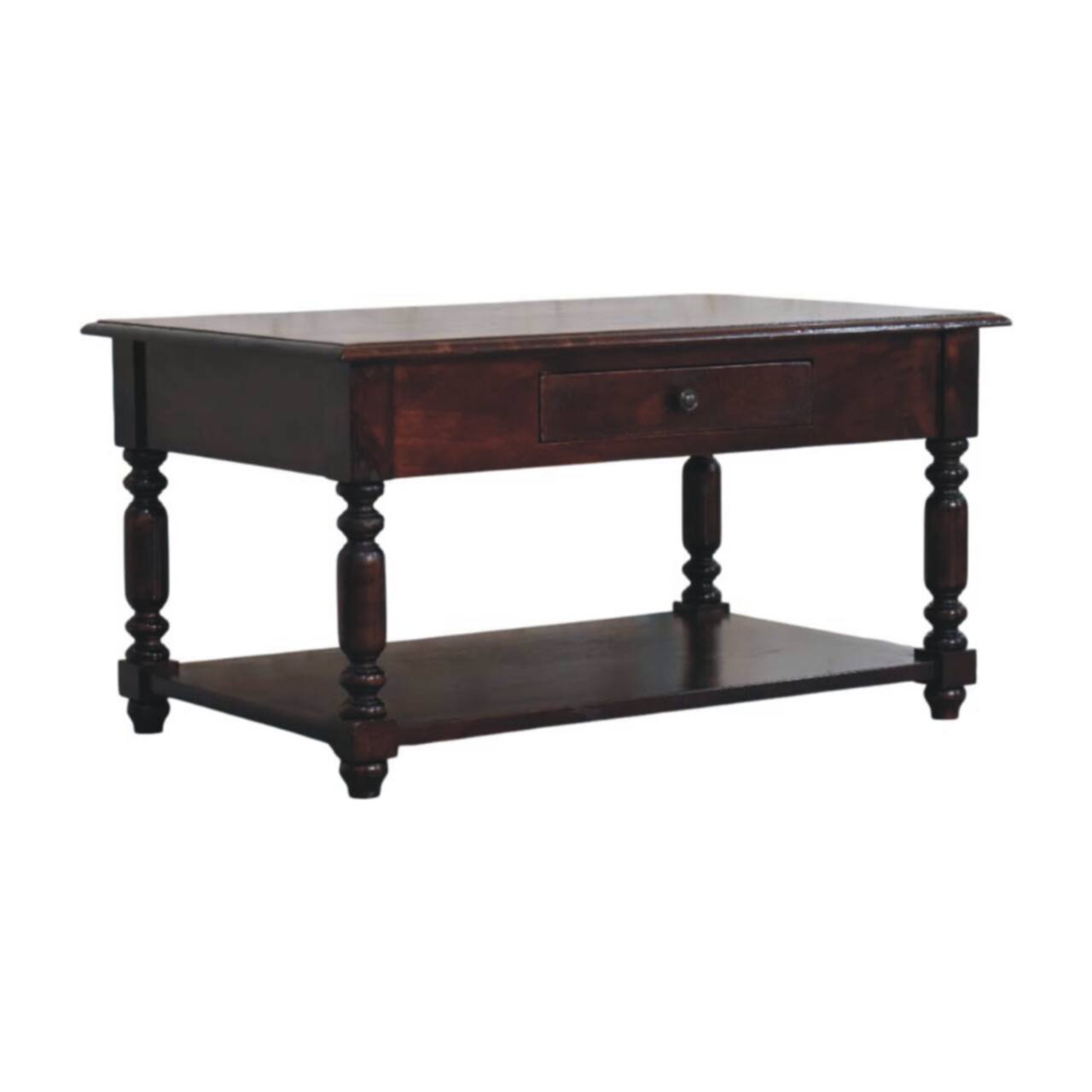 Left. Artisan Furniture - Turned Legs Cherry Console Table - Brown.
