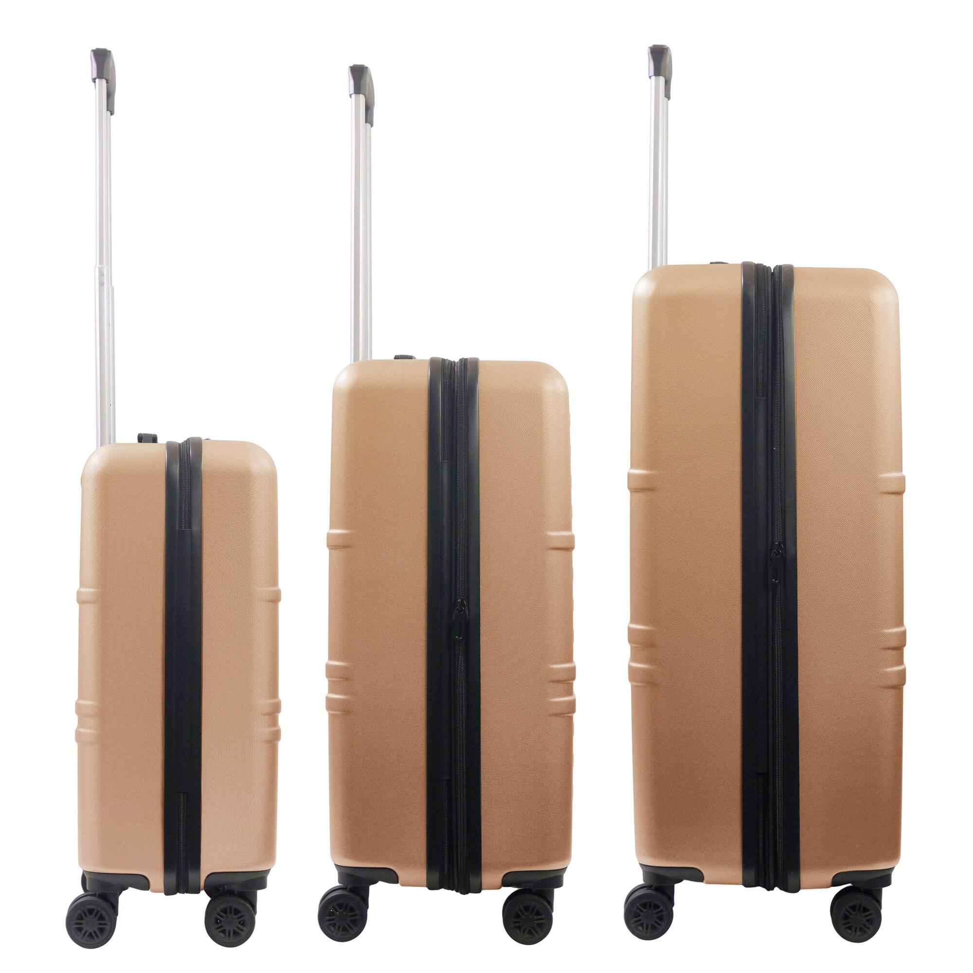 Left. American Dreamliner - 3-Piece Hardside Luggage Set – 22.5", 26.5", 30" - ROSE GOLD.