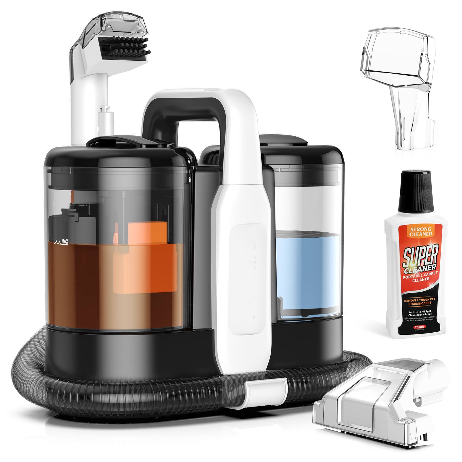 STRONG CLEANER SUPER CLEANER CARPET PORTABLE CLEANER  
- Removes Tough Stains  
- 1 Year Warranty