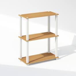 Furinno - Turn-S-Tube 3-Tier Multipurpose Bookcase, Shelf Display Rack with Square Tube - Beech/White