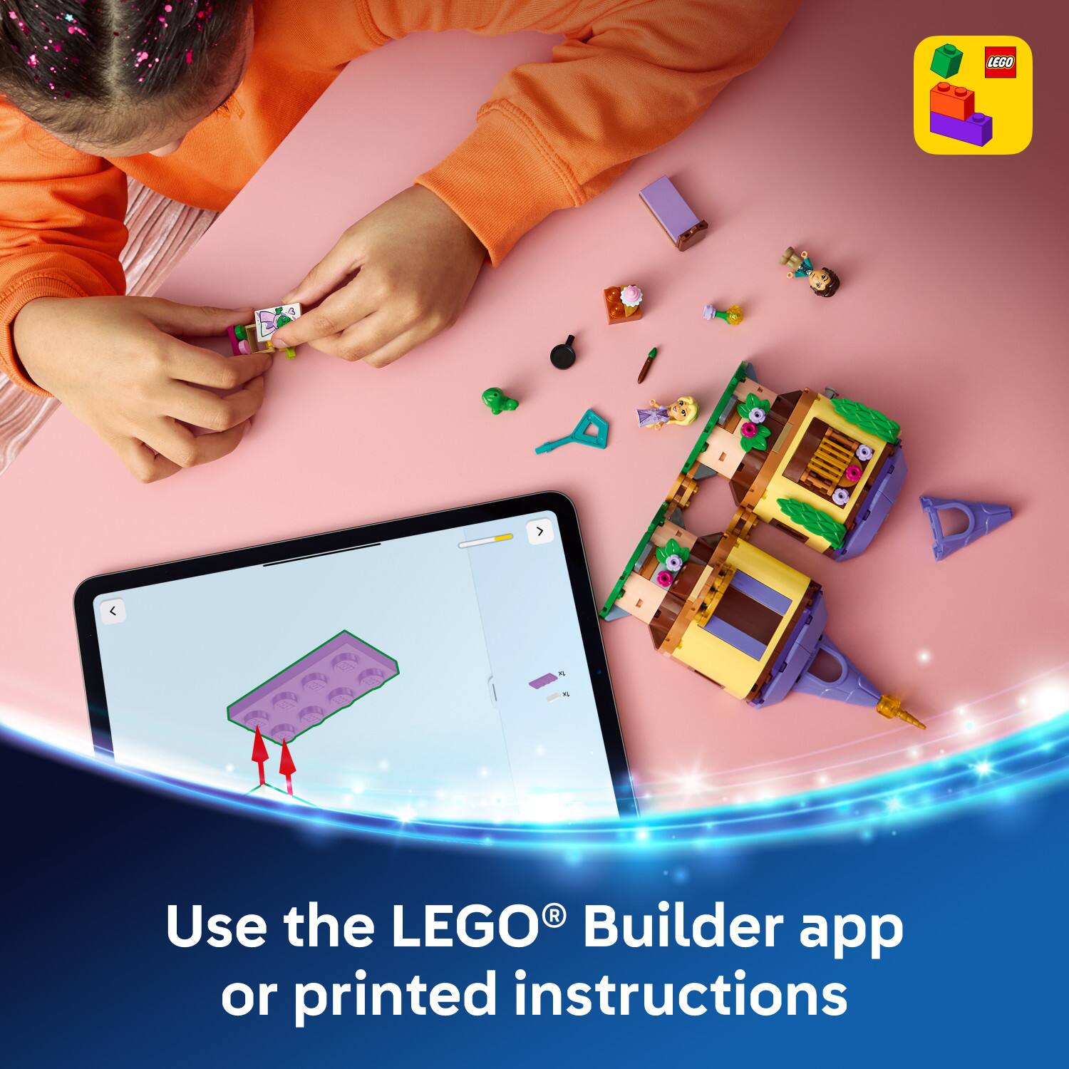 Use the LEGO® Builder app or printed instructions