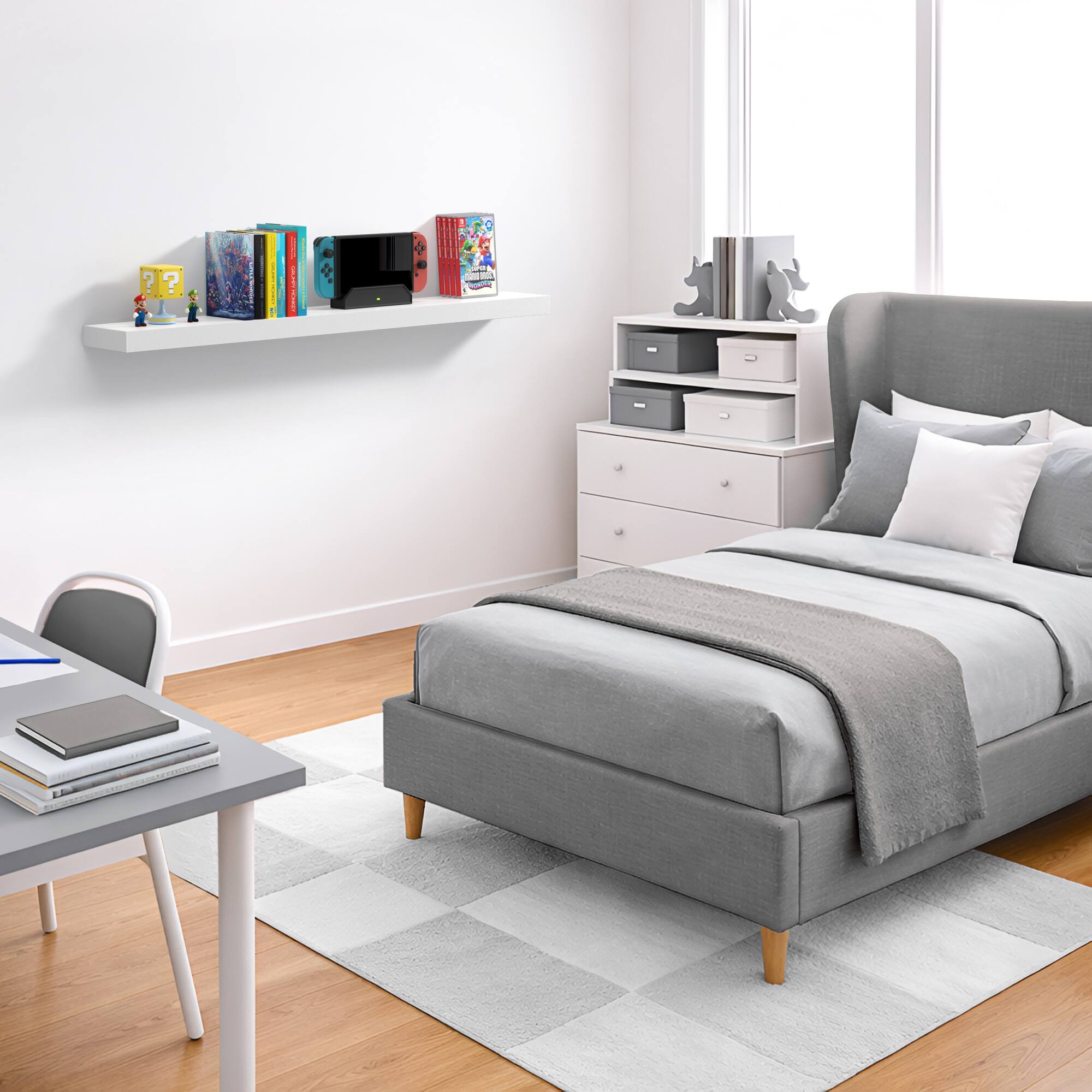 Alt View 8. Sorbus - 1 Piece 47 Inch Wall Mounted Floating Shelves, White - White.