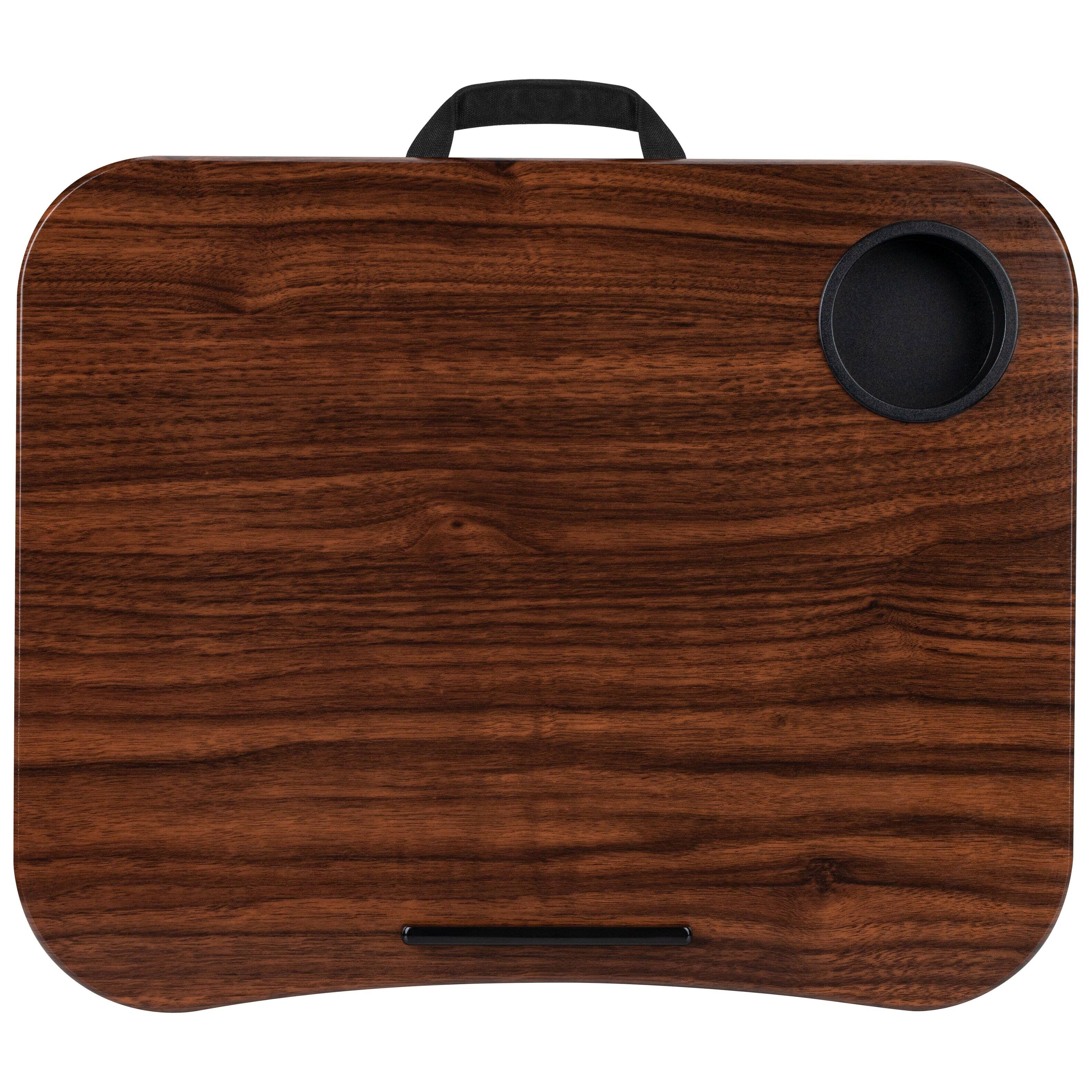 Alt View 3. LapGear - Cup Holder Lap Desk (Fits up to 14" Laptop) - Espresso Woodgrain.