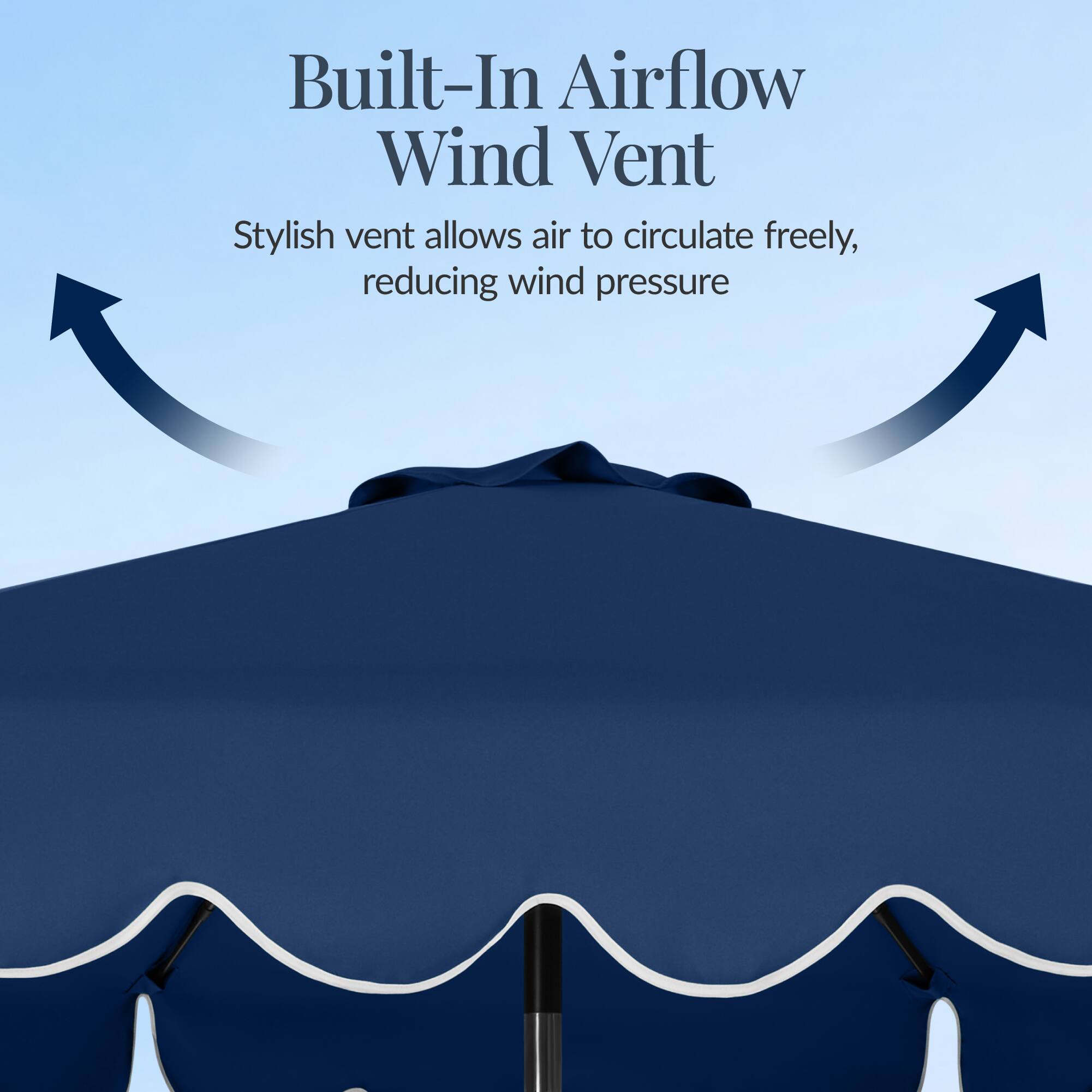 Built-In Airflow Wind Vent

Stylish vent allows air to circulate freely, reducing wind pressure