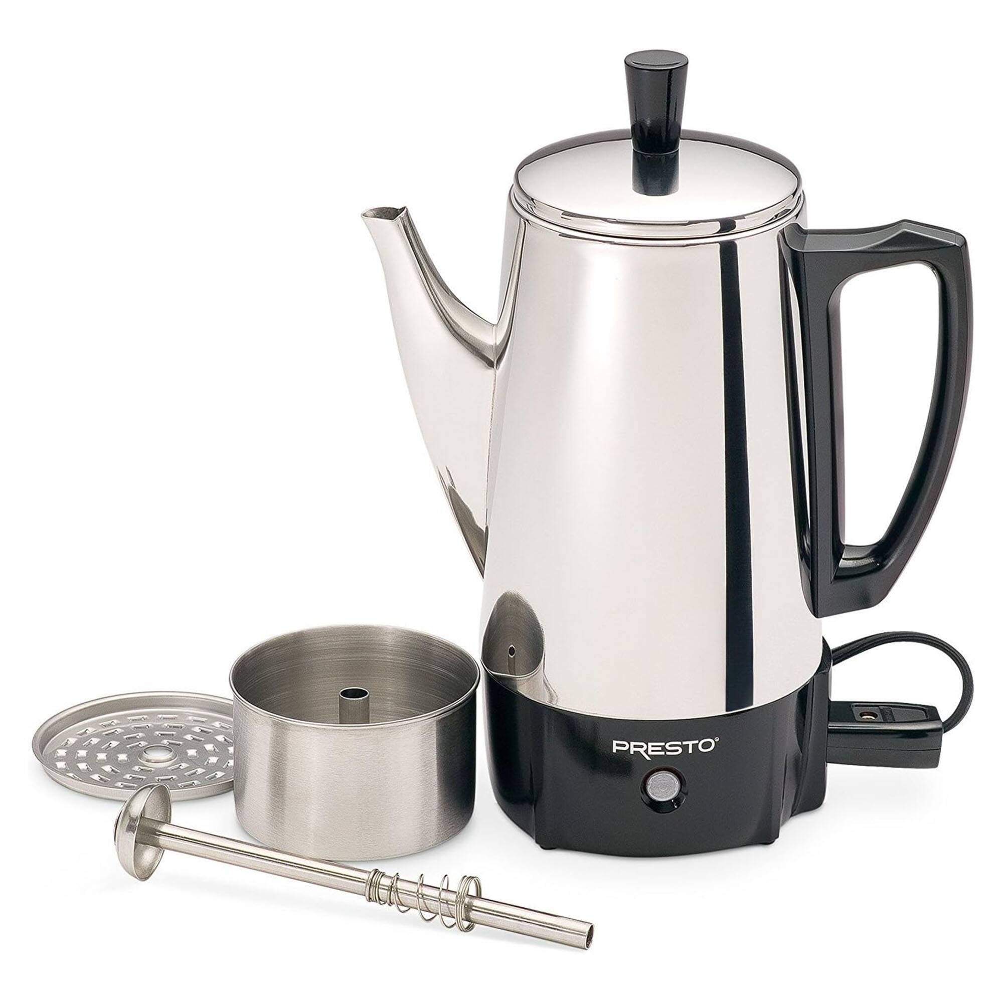 Front. Presto - Presto 02822 Stainless Steel Coffee Maker, Classic Percolator, Easy Pour, Silver - Silver.
