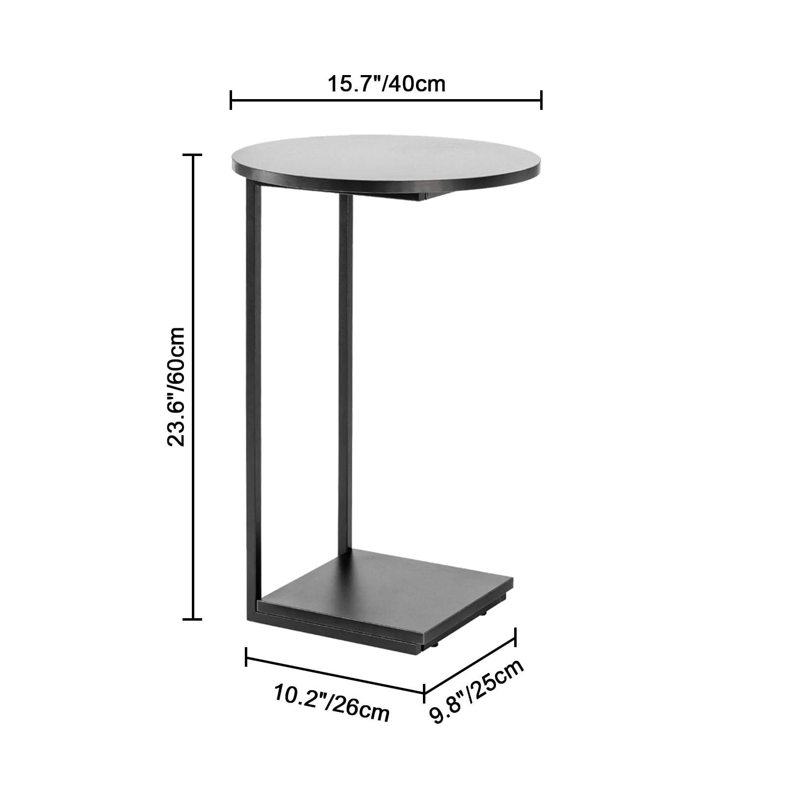 15.7"/40cm  
23.6"/60cm  
10.2"/26cm  
9.8"/25cm