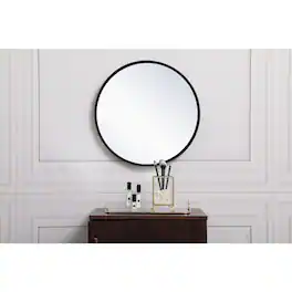 Elegant Decor - Metal frame round mirror 18 inch - Black