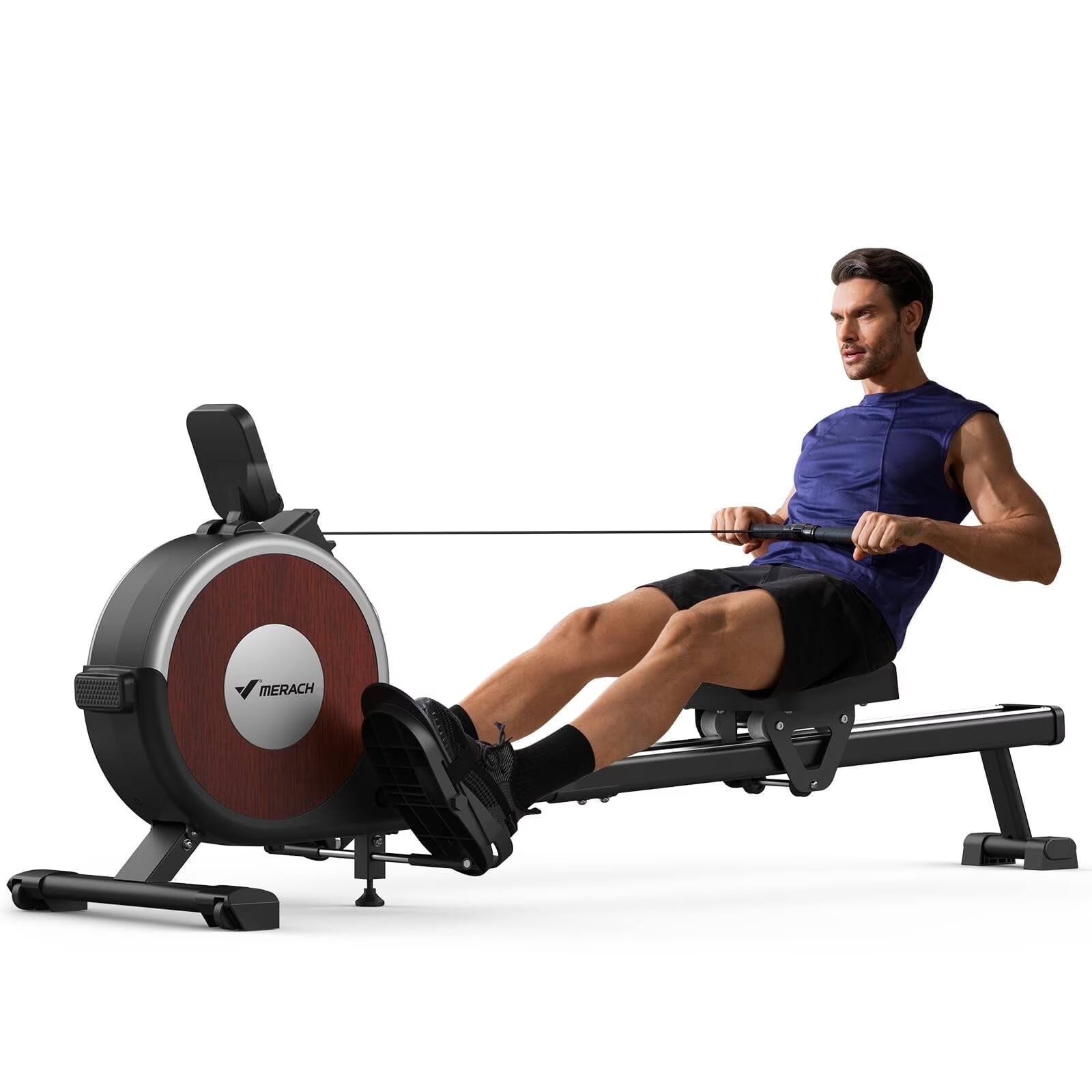 Front. MERACH - MERACH Q1S Rowing Machine with 16 levels of Quiet Electromagnetic Smart Auto Resistance 350 lbs Weight Capacity - Black.