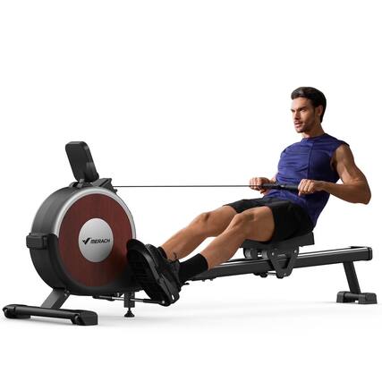 Front. MERACH - MERACH Q1S Rowing Machine with 16 levels of Quiet Electromagnetic Smart Auto Resistance 350 lbs Weight Capacity - Black.