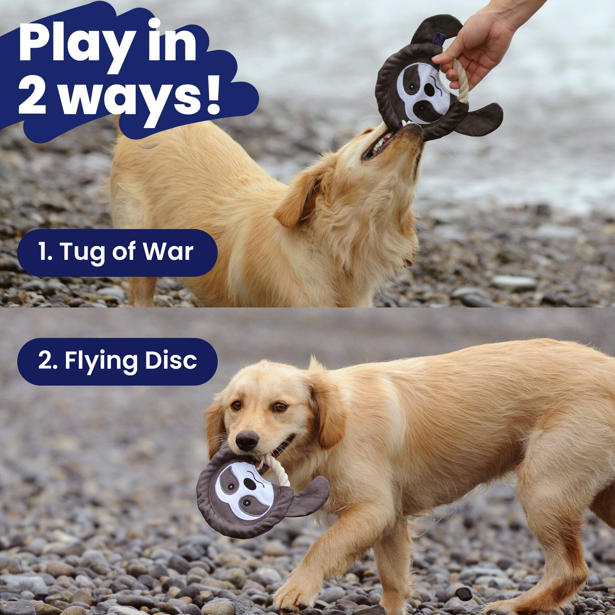 Play in 2 ways!
1. Tug of War
2. Flying Disc