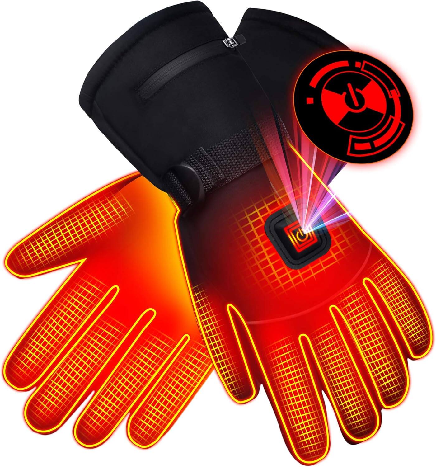 Cozy Serene - Spring Electric Rechargeable Battery Heated Gloves - Waterproof Touchscreen for Outdoor Sports - Large