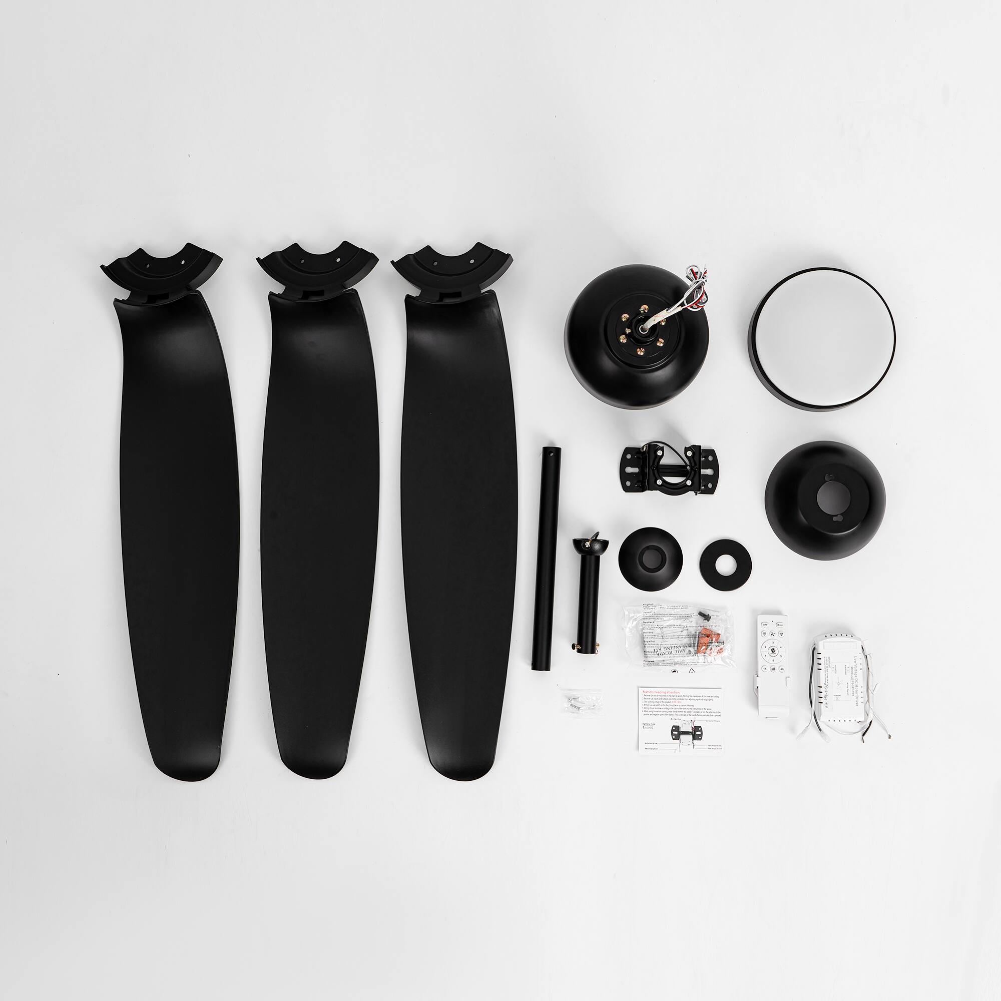 Alt View 9. Breezary - 60-Inch Ceiling Fan with 3-Color Light, 3 ABS Blades, DC Motor, 6-Speed Remote Control, 6'' &12 '' Downrods - Matte Black.