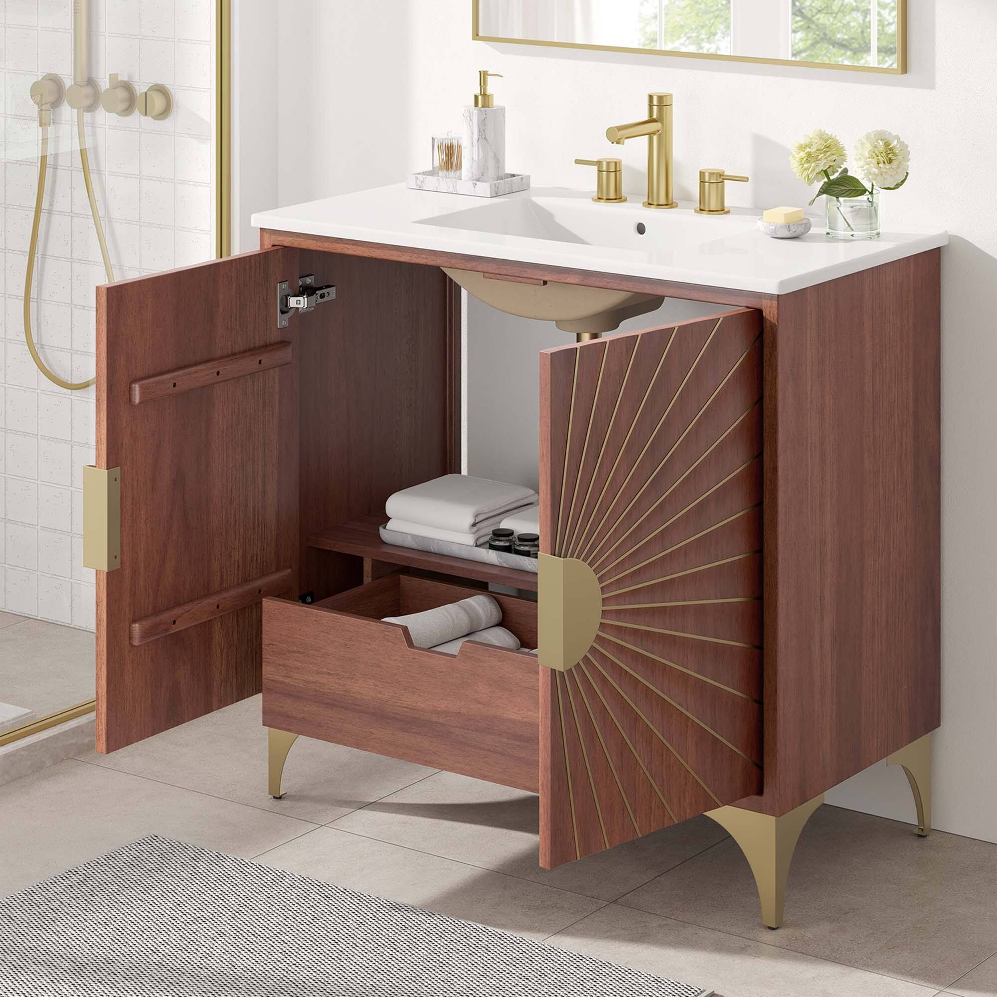 Alt View 1. Modway - Daylight Bathroom Vanity Basin Included by Modway - White Walnut.