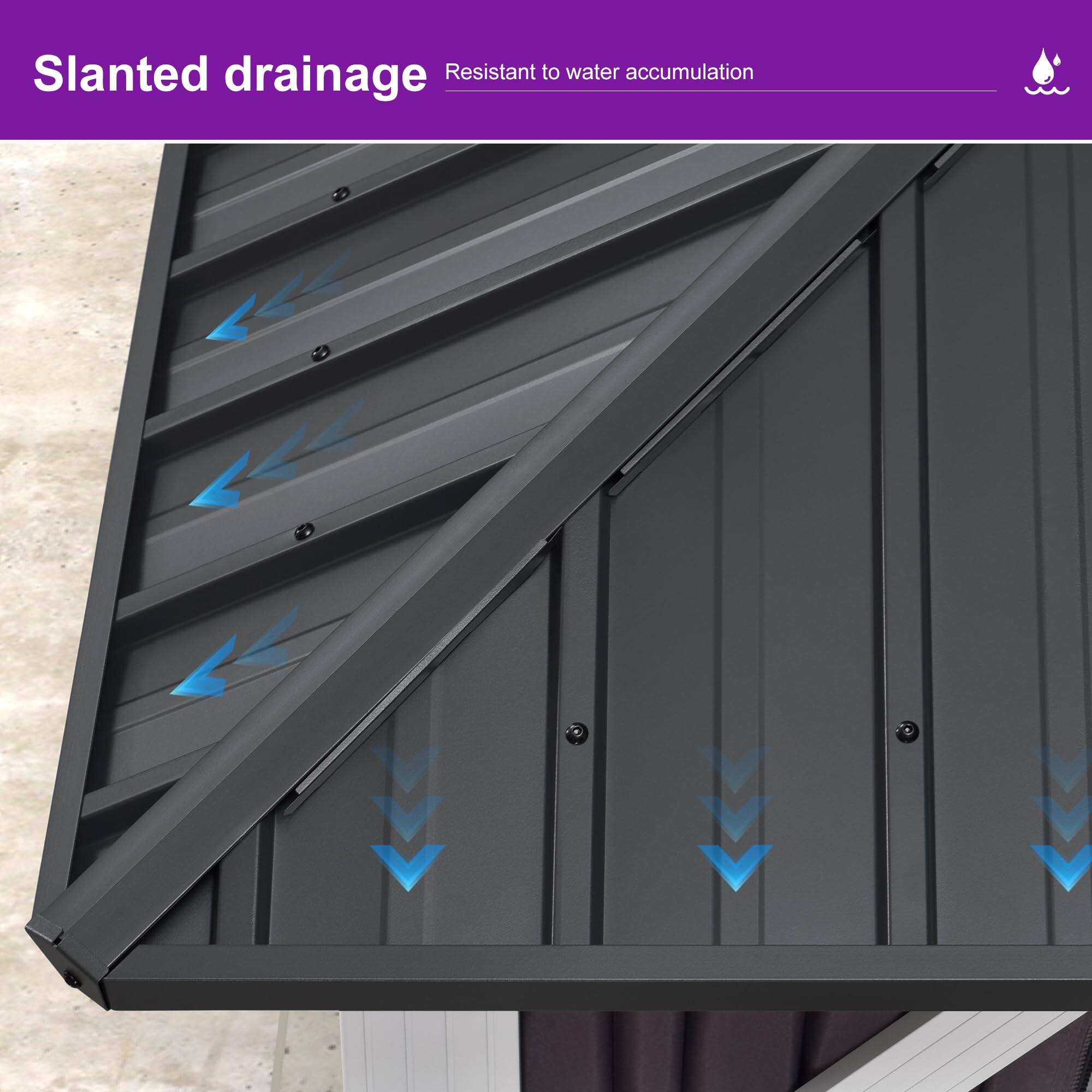 Slanted drainage  
Resistant to water accumulation