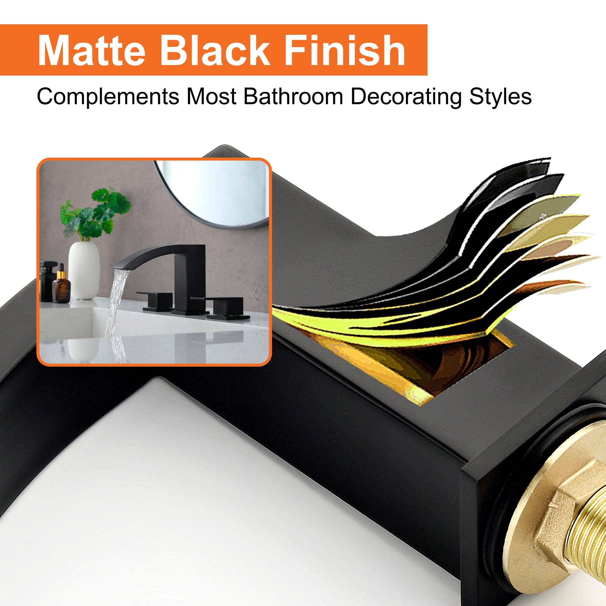 Matte Black Finish  
Complements Most Bathroom Decorating Styles